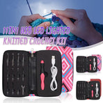 11 In 1 Led Light Up Crochet Hooks Set - Red