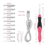 11 In 1 Led Light Up Crochet Hooks Set - Red