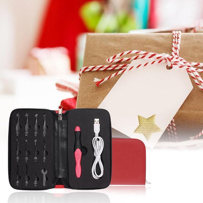 11 In 1 Led Light Up Crochet Hooks Set - Red