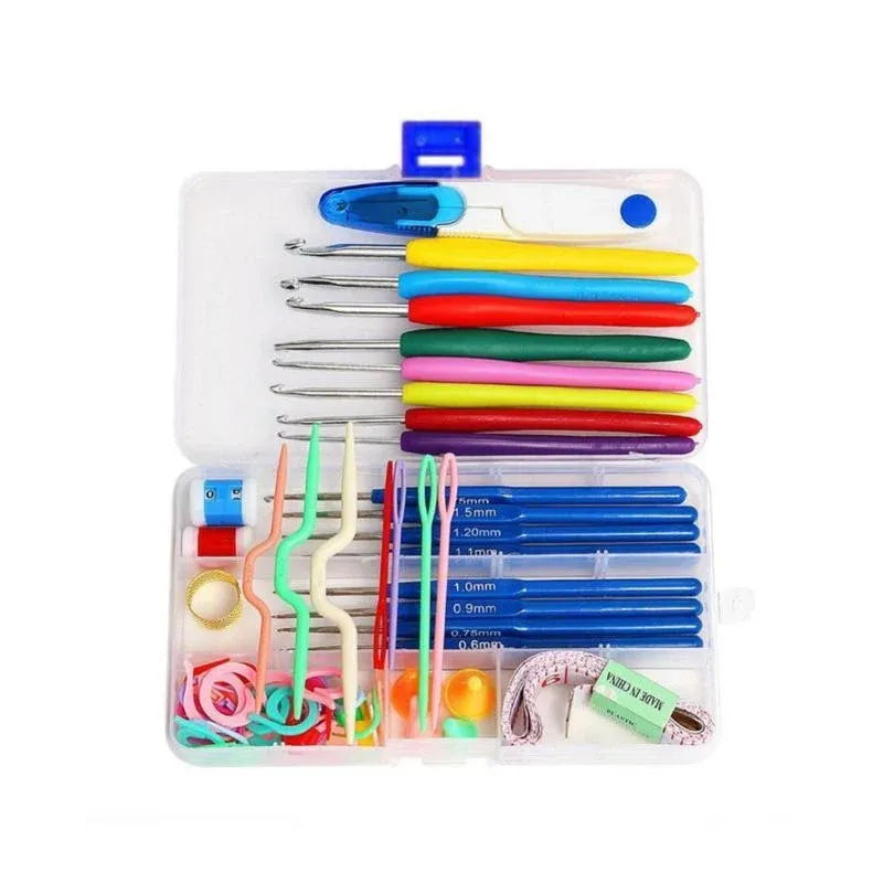Knitting Needles Crochet Hooks Set Tools Kit Yarn Sewing Tools Grip With Box DIY