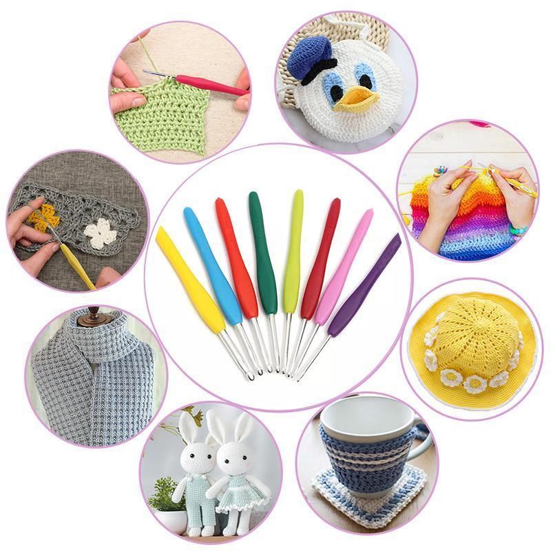 Knitting Needles Crochet Hooks Set Tools Kit Yarn Sewing Tools Grip With Box DIY