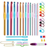 50PCS Hooks Set Crochet Sewing Tools Knitting Needles Aluminum DIY Weave Craft - Front View