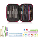 50PCS Hooks Set Crochet Sewing Tools Knitting Needles Aluminum DIY Weave Craft - Top-Down View