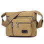 Multi Layer Canvas Crossbody Bag Casual Shoulder Bag for Travel Messenger Bag - Khaki