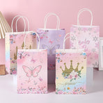 30pcs Pink Romantic Flower Tote Bag Cowhide Paper Elegant Design Gift Bag - Crown