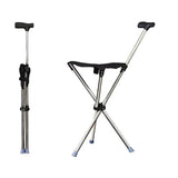 Stainless Steel Walking Stick with Seat Folding Cane Chair for Travel and Outdoor Use - Front View