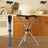 Stainless Steel Walking Stick with Seat Folding Cane Chair for Travel and Outdoor Use - Top-Down View