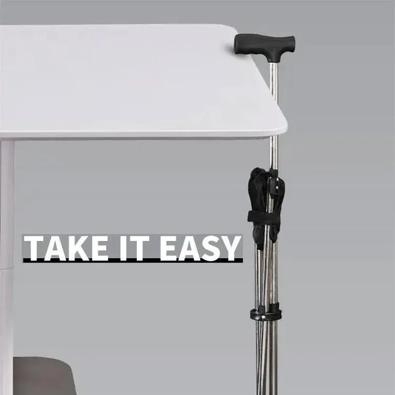 Stainless Steel Walking Stick with Seat Folding Cane Chair for Travel and Outdoor Use