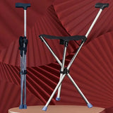 Stainless Steel Walking Stick with Seat Folding Cane Chair for Travel and Outdoor Use - Extra Image