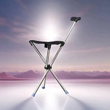 Stainless Steel Walking Stick with Seat Folding Cane Chair for Travel and Outdoor Use - Extra Image