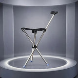 Stainless Steel Walking Stick with Seat Folding Cane Chair for Travel and Outdoor Use - Extra Image