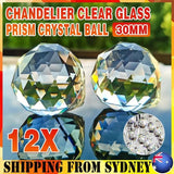 12Pcs 30mm Suncatcher Chandelier Clear Glass Prism Crystal Ball Pendant Set