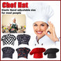 Adjustable Chef Cap with Elastic Band for Kitchen Cooking Baking Catering Use - Black Flatware