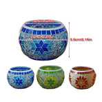 2Pcs European Style Colourful Mosaic Glass Candle Holder Cup Tabletop Decor - Blue