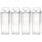 4pcs Large Capacity Square Mug Transparent Plastic Water Juice Drinking Cups