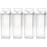 4pcs Large Capacity Square Mug Transparent Plastic Water Juice Drinking Cups - Front View