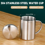 400ml Thickened Double Layer Insulated Stainless Steel Cup Portable Durable - Side View