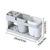 Shelf Cup Set Toothbrush Holder Plastic Stand Storage Racks Toothpaste Bathroom - Side View