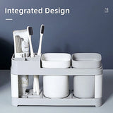 Shelf Cup Set Toothbrush Holder Plastic Stand Storage Racks Toothpaste Bathroom - Extra Image
