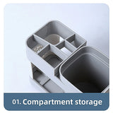 Shelf Cup Set Toothbrush Holder Plastic Stand Storage Racks Toothpaste Bathroom - Extra Image