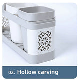 Shelf Cup Set Toothbrush Holder Plastic Stand Storage Racks Toothpaste Bathroom - Extra Image