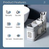 Shelf Cup Set Toothbrush Holder Plastic Stand Storage Racks Toothpaste Bathroom - Extra Image