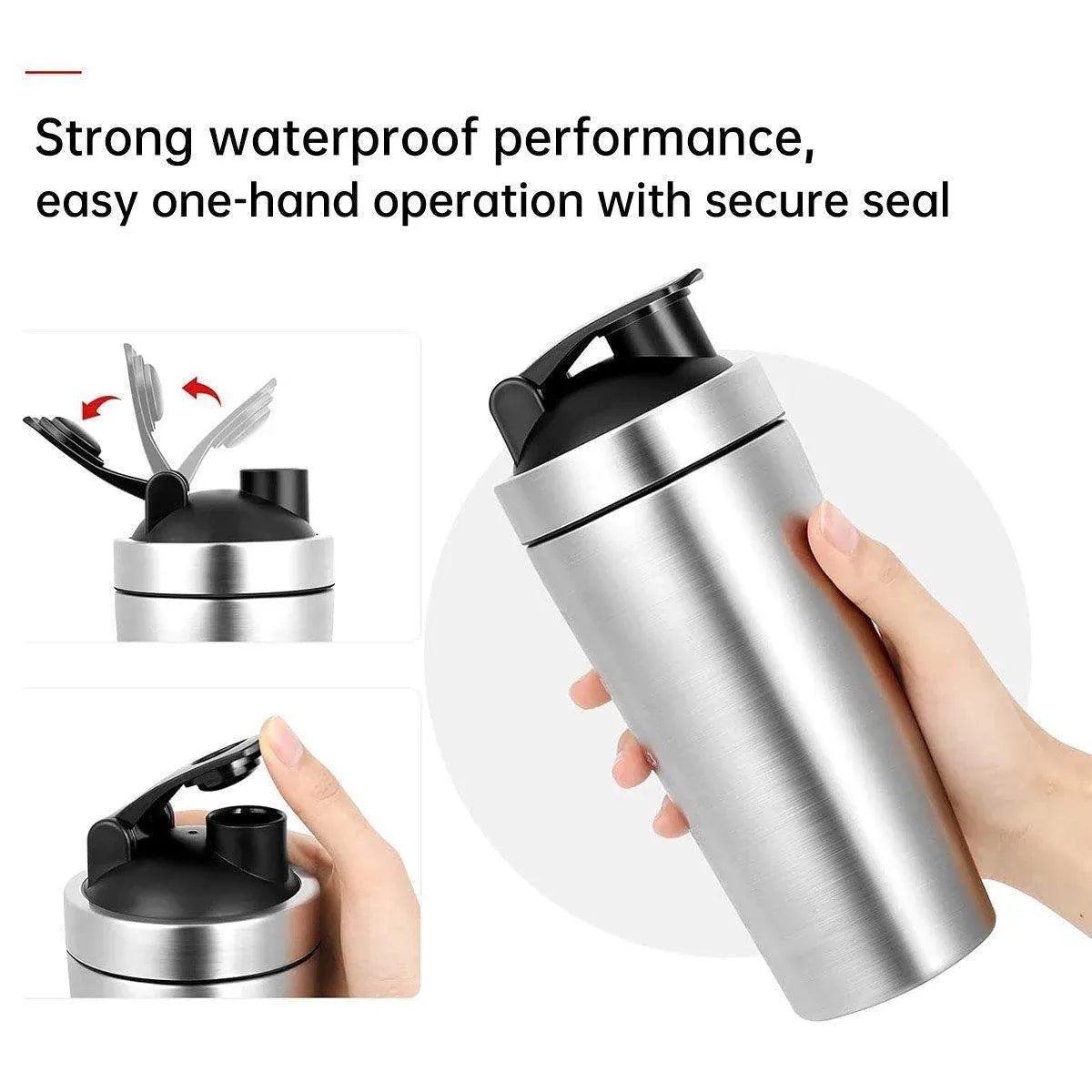 500/750ML Stainless Steel Protein Blender Shaker Cup Bottle Mixed Water Sport - 750ml