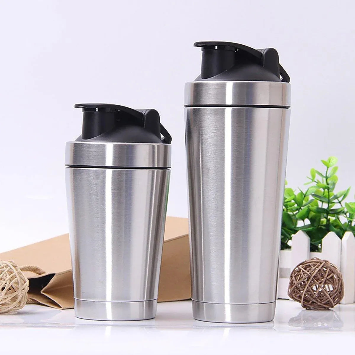 500/750ML Stainless Steel Protein Blender Shaker Cup Bottle Mixed Water Sport - 750ml