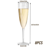 8pcs 180ml Plastic Champagne Glass Tall Wine Glass for Party Wedding Celebration - Side View