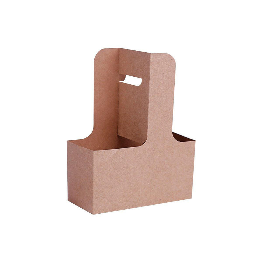 100pcs Kraft Paper Cup Holder Portable Coffee Drink Carrier Reusable Storage - Single Hole Holder