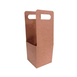 100pcs Kraft Paper Cup Holder Portable Coffee Drink Carrier Reusable Storage - Handheld Single Cup - Rear View