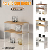 Acrylic Desktop Cup Holder Multi-Purpose Portable Storage Organizer For Home - Brown - Front View