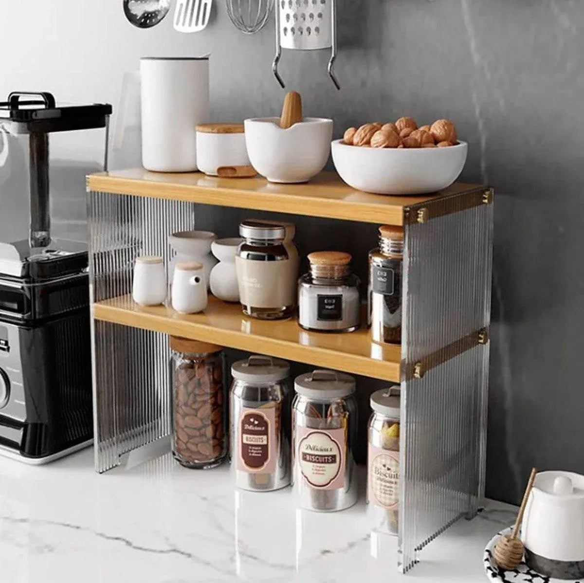 Acrylic Desktop Cup Holder Multi-Purpose Portable Storage Organizer For Home - Wood