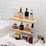 Acrylic Desktop Cup Holder Multi-Purpose Portable Storage Organizer For Home - Wood - Extra Image
