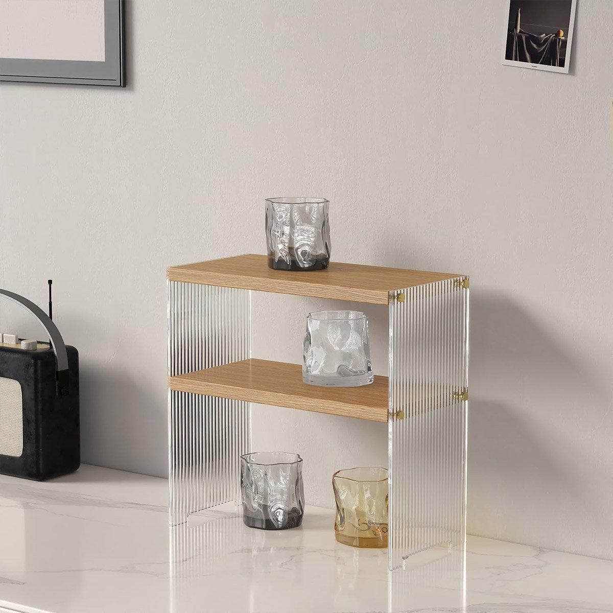 Acrylic Desktop Cup Holder Multi-Purpose Portable Storage Organizer For Home - Wood