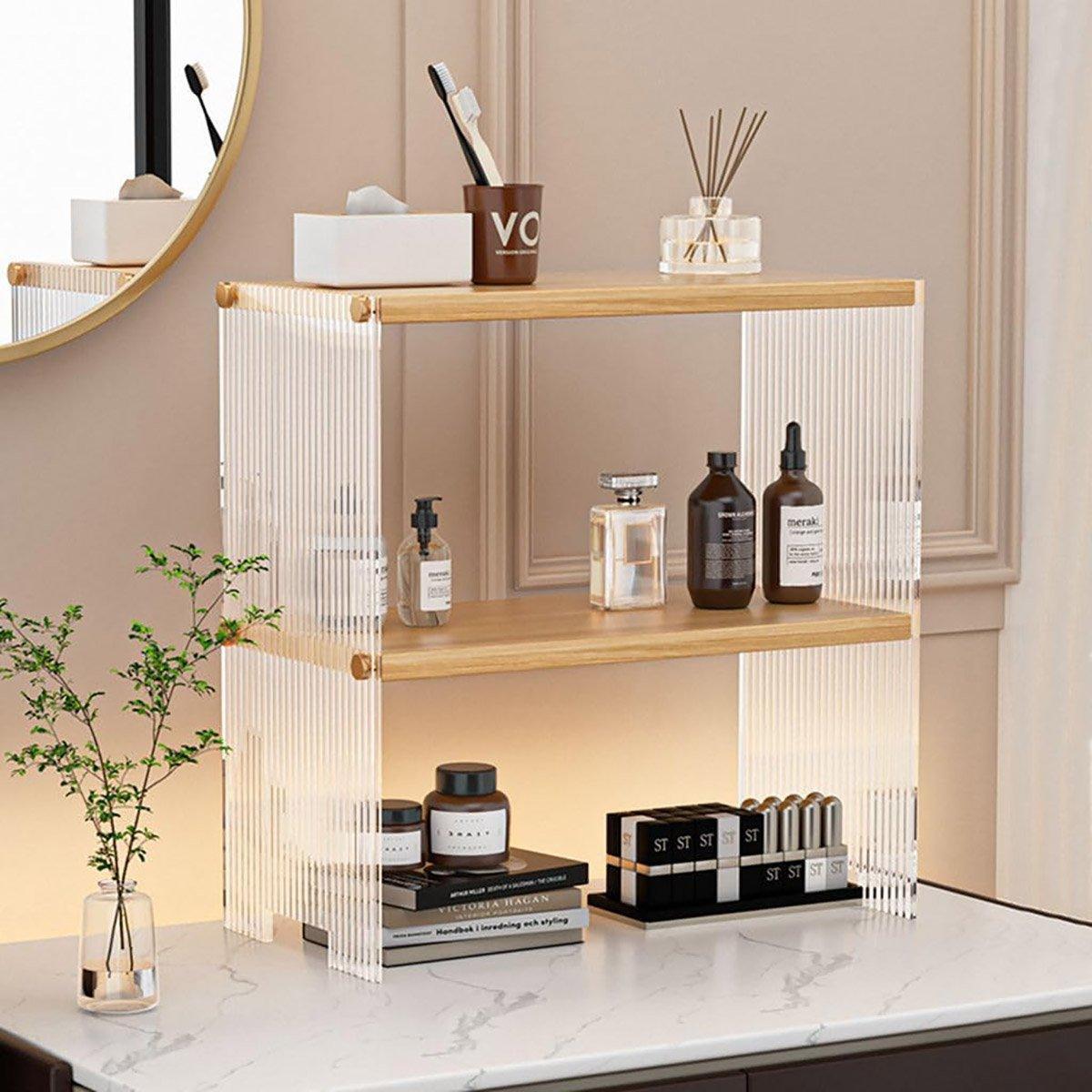 Acrylic Desktop Cup Holder Multi-Purpose Portable Storage Organizer For Home - Wood