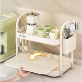 Double Layer Shelf Storage Rack for Water Cups Tea Cups Organizer Kitchen Rack - Rear View
