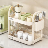 Double Layer Shelf Storage Rack for Water Cups Tea Cups Organizer Kitchen Rack - Low Angle