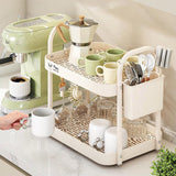 Double Layer Shelf Storage Rack for Water Cups Tea Cups Organizer Kitchen Rack - Extra Image