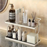 2 Tier Shelf Kitchen Storage Rack Organizer for Home and Countertop Organization - 45-Degree Angle