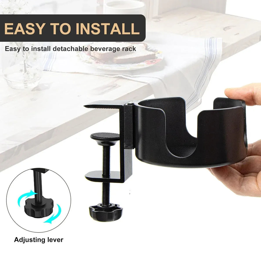 PunUnder Desk Table Clamp Mug Holder Stand Adjustable Coffee Cup Organizer