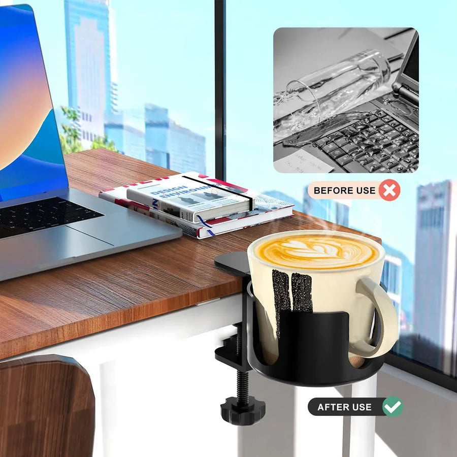 PunUnder Desk Table Clamp Mug Holder Stand Adjustable Coffee Cup Organizer