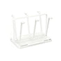 6 Hook Stainless Steel Cup Rack with Drip Tray for Mugs and Glasses - White