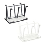 6 Hook Stainless Steel Cup Rack with Drip Tray for Mugs and Glasses - White