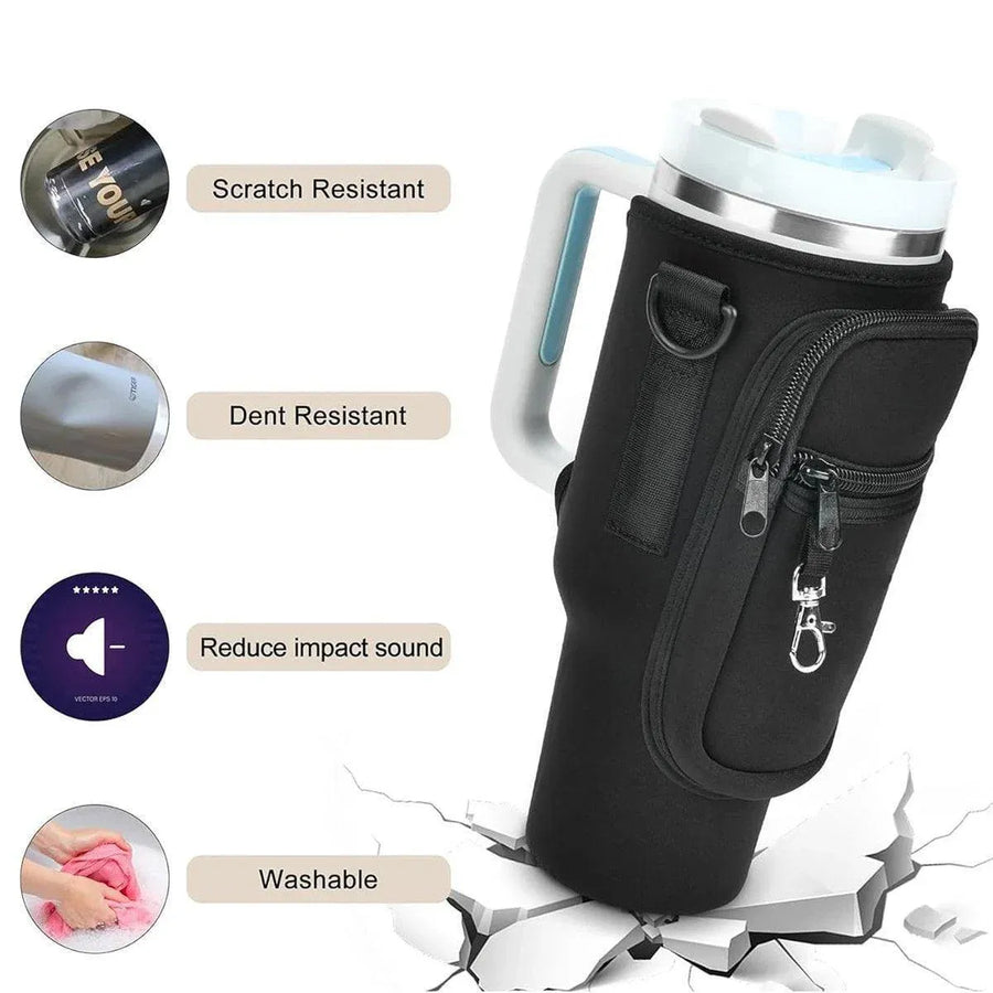 Portable Cup Sleeve Drink Holder Reusable Water Bottle Carrier Travel Bag - Grey