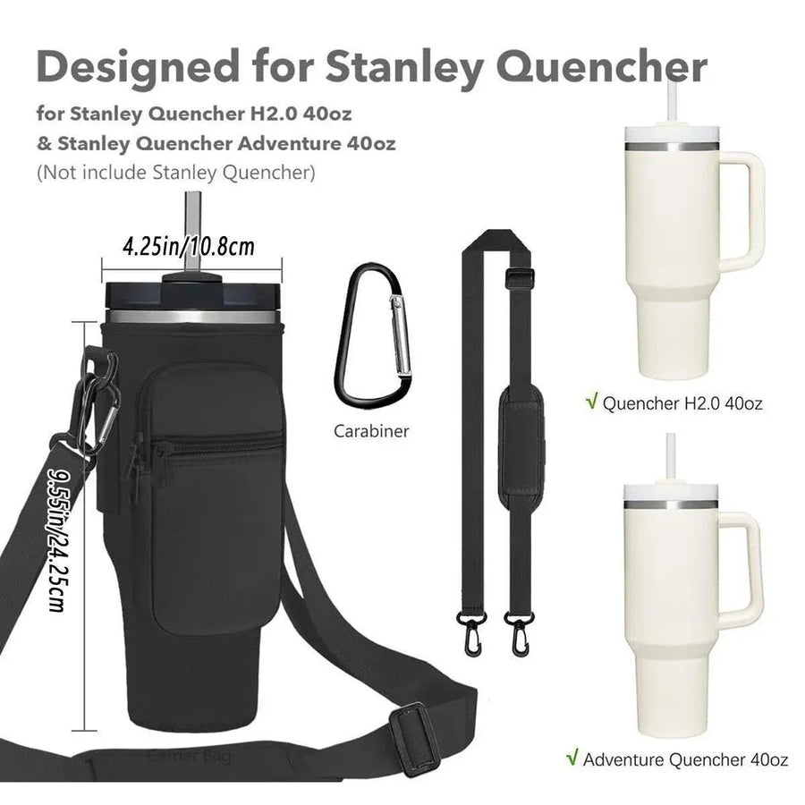 Portable Cup Sleeve Drink Holder Reusable Water Bottle Carrier Travel Bag - White