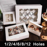 Cupcake Box Cases 1/2/4/8/12 Holes Window Face Cases Party Wedding Muffin Baking - Front View