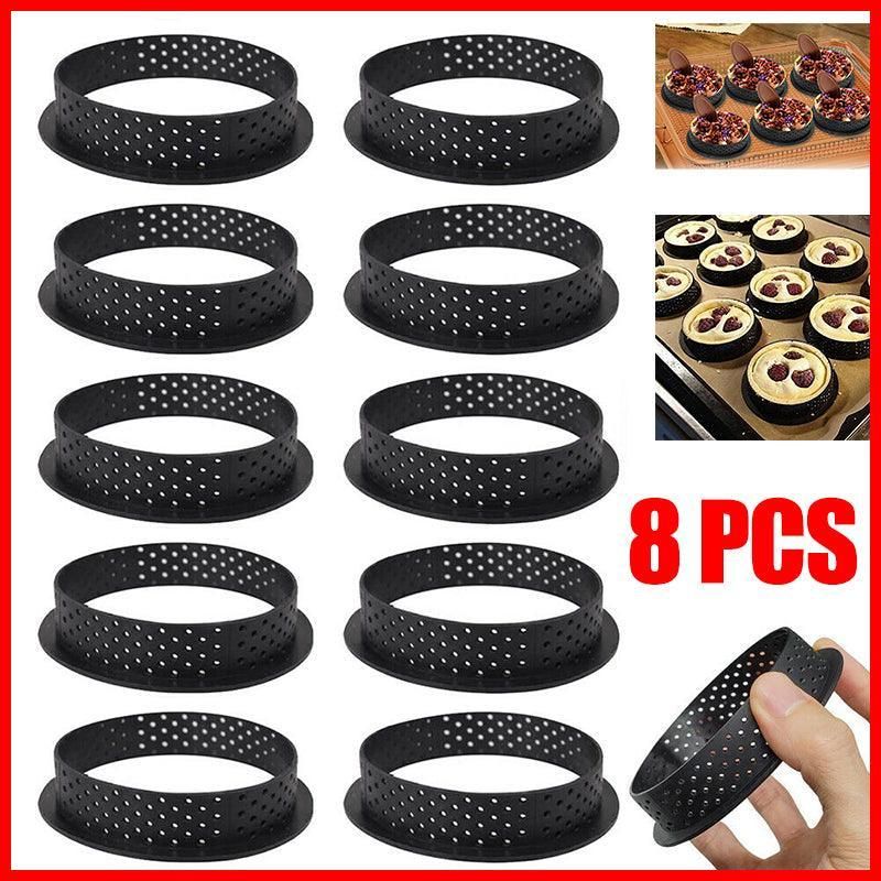 8X Cake Mold Perforated Cutter Round-Shape Mousse Circle Ring Tart Decor Baking