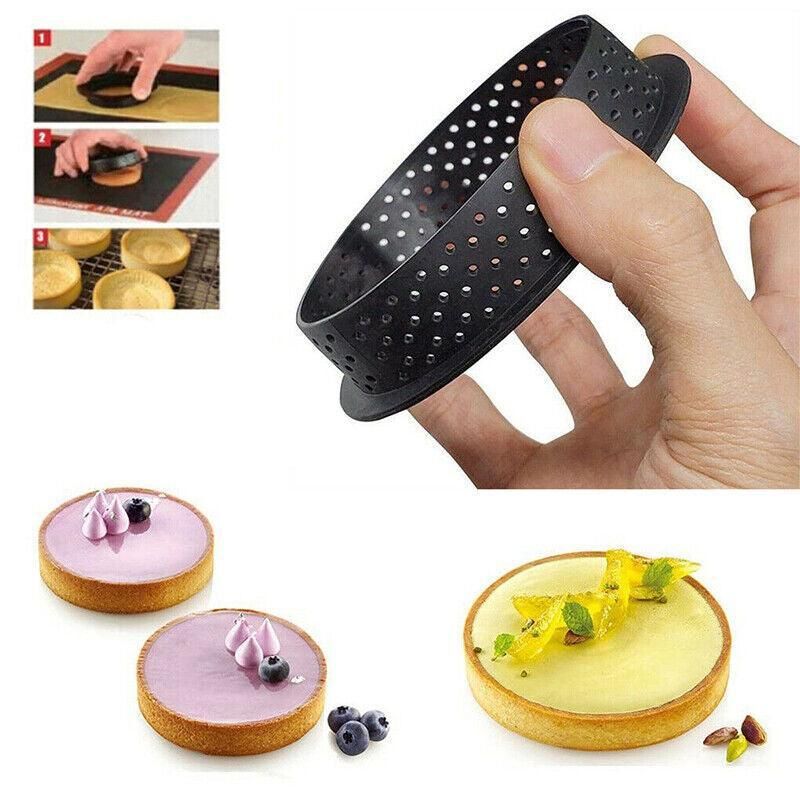 8X Cake Mold Perforated Cutter Round-Shape Mousse Circle Ring Tart Decor Baking