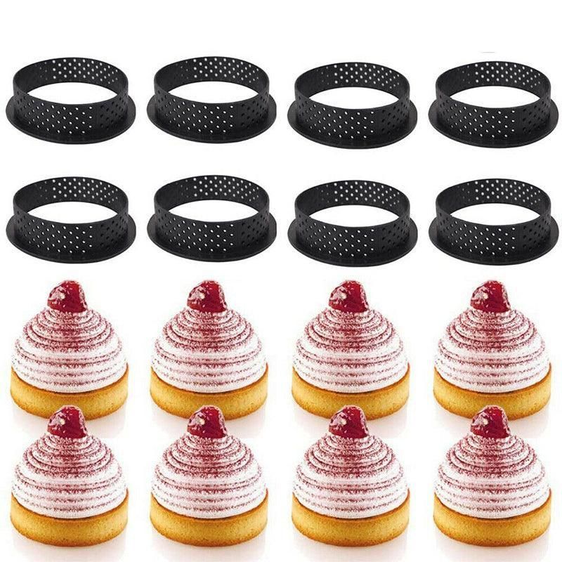 8X Cake Mold Perforated Cutter Round-Shape Mousse Circle Ring Tart Decor Baking